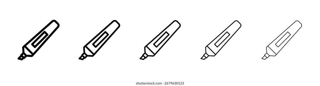 Textmarker-Symbol-Logo in der Strichlinien-Kollektion