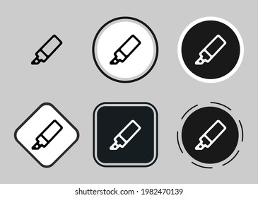 highlighter icon set. Collection of high quality black outline logo for web site design and mobile dark mode apps. Vector illustration on a white background 
