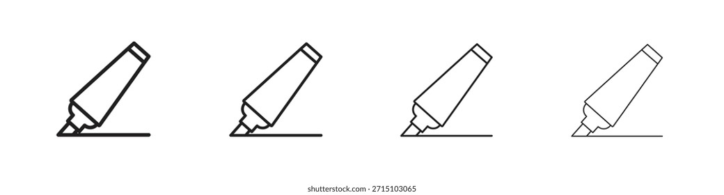 Symbolsatz für Textmarker. Eine Sammlung von einfachen schwarzen dünnen Strichen Symbole