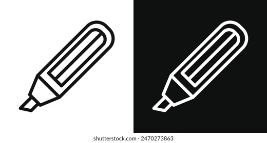 Highlighter icon set. Highlight pen or marker vector icon in office stationery sign.