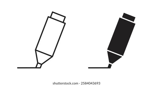 Highlighter icon set in thin line. vector illustrations for web