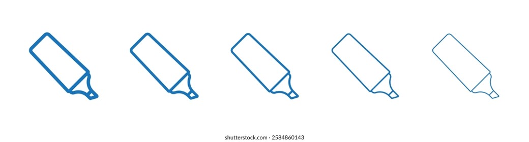 Highlighter icon Symbol collection thin outline set