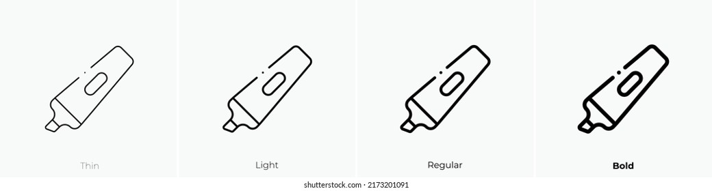 highlighter icon. Thin, Light Regular And Bold style design isolated on white background