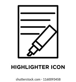 Highlighter icon vector isolated on white background, Highlighter transparent sign , line and outline elements in linear style