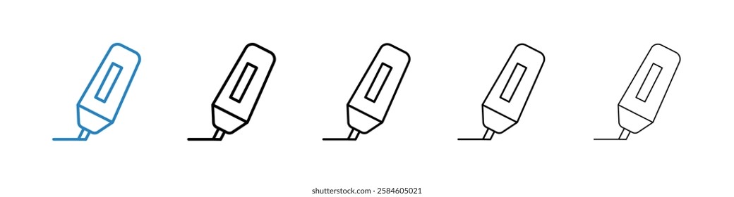 Highlighter icons in five different stroke sizes