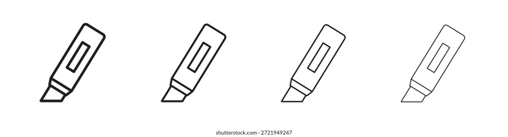 Iconos de resaltador delinean el diseño de Vector negro. Línea con trazo editable.