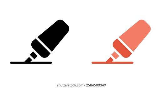 Highlighter icons pack in black and colored version