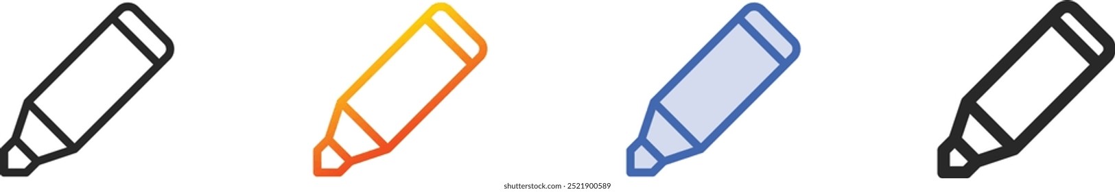 highlighter icon.Thin Linear, Gradient, Blue Stroke and bold Style Design Isolated On White Background