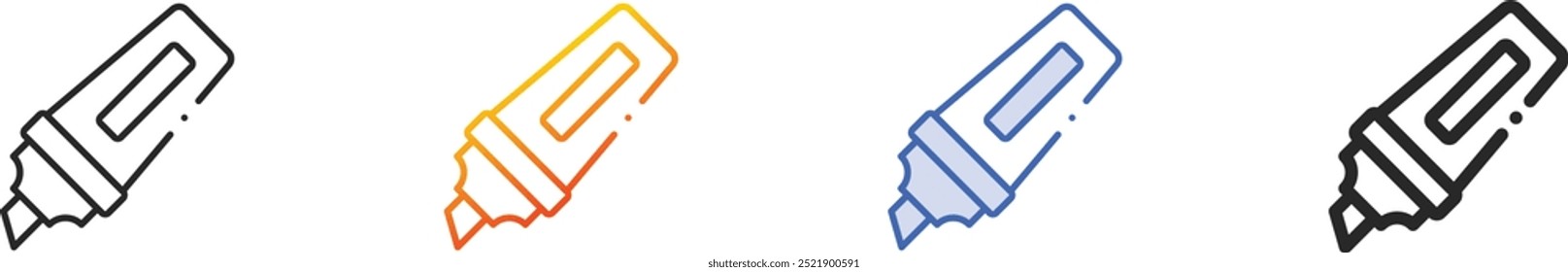 highlighter icon.Thin Linear, Gradient, Blue Stroke and bold Style Design Isolated On White Background