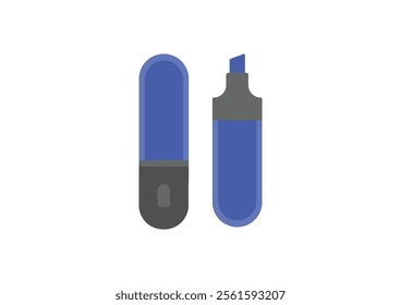 Highlighter illustration on a white background using a flat deisgn style