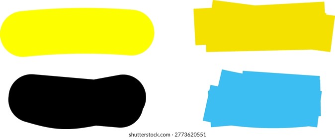 Highlighter line marker strokes lines. Hand drawn highlight set, marker lines. Marker pen highlight strokes.