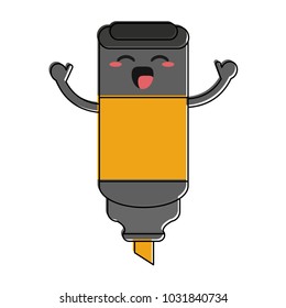 highlighter marker happy cartoon character icon image