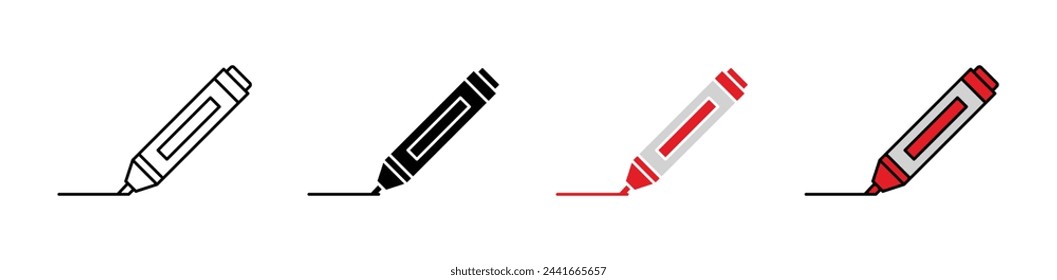 Highlighter Marker and Office Tool Icons. Important Notes and Text Emphasizing Symbols.