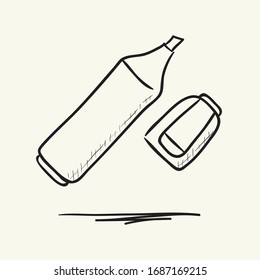 Pluma de marcador más resaltada. Ilustración vectorial dibujada a mano