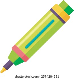 highlighter marker pen set flat vector illustration logo icon clipart isolated on white background