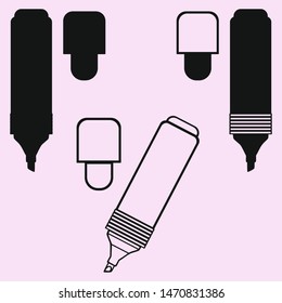 Highlighter marker pen vector silhouette isolated 