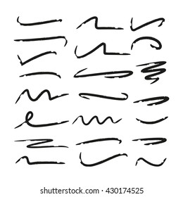 highlighter marker strokes, hand lettering underlines lines