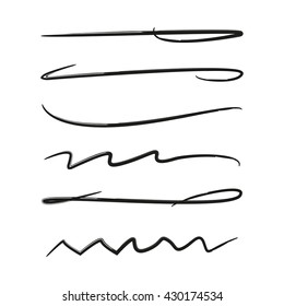 highlighter marker strokes, hand lettering underlines lines