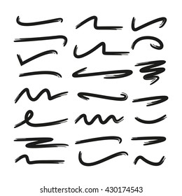 highlighter marker strokes, hand lettering underlines lines