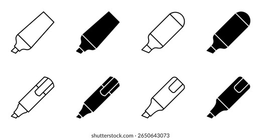 highlighter, marker, underline icon set