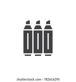 Highlighter markers icon vector, filled flat sign, solid pictogram isolated on white. Symbol, logo illustration.