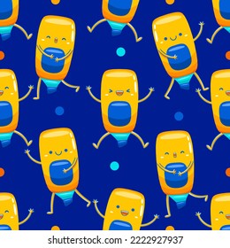 Highlighter Mascot in Seamless Pattern