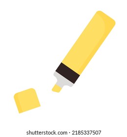 Highlighter auf weißem Hintergrund. Schulbedarf. Flaches Design.