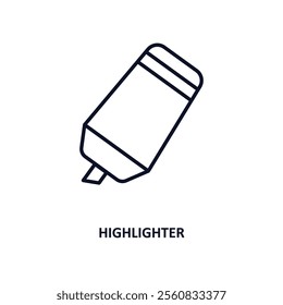 highlighter outline icon.  Thin line icon from education collection. Editable vector isolated on white background