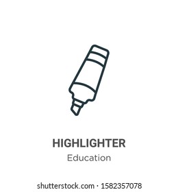 Highlighter outline vector icon. Thin line black highlighter icon, flat vector simple element illustration from editable education concept isolated on white background