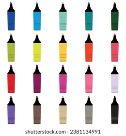 Highlighter Pen Marker Clipart Set