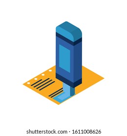 Highlighter pen and paper design, Tool write office object instrument equipment draw art and learn theme Vector illustration