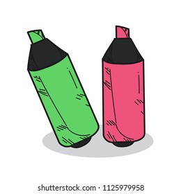 highlighter pens illustration on white background