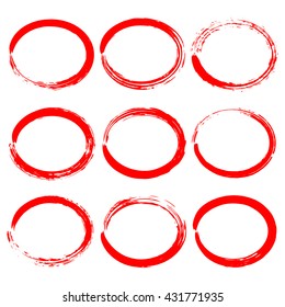 Highlighter Red Hand Lettering Marker. Circle Elements, Underlines, Check, Important Information. Vector Illustration
