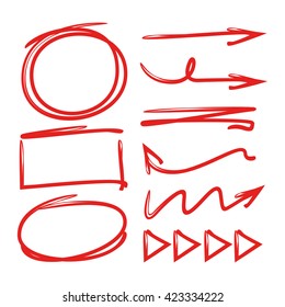 highlighter set, circle rectangle marker, arrows