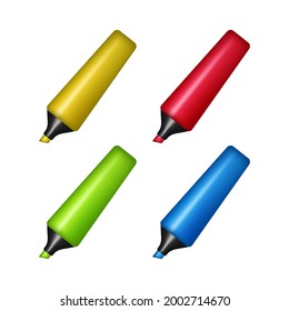 Highlighter set vector realistic isolated on white background