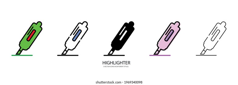 Highlighter set vector typee icon