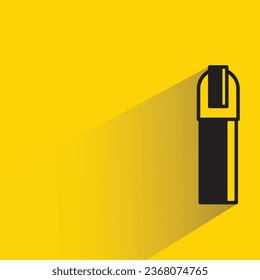 highlighter with shadow on yellow background