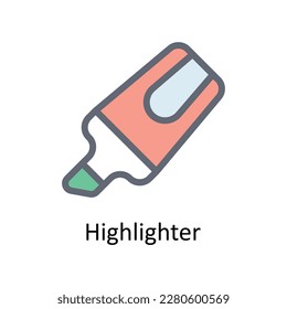 Iconos del contorno de relleno del vector del resaltador. Material gráfico simple 