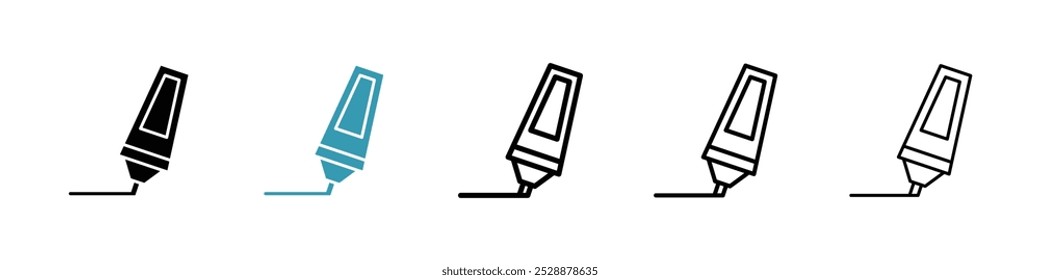 Ícone de vetor de marca-texto definido em cores preto e azul.