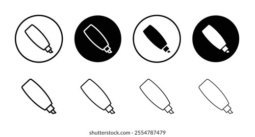 Highlighter vector icon set collection. Highlighter Outline flat Icon.