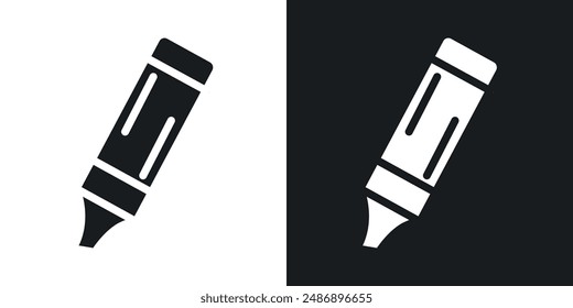 Highlighter vector icon set in solid black and white color