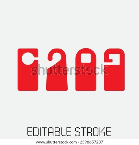 Highlights the core product (door hanger template) and style (flat vector).
