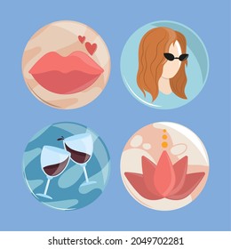highlights cover collection flat icons
