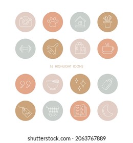 Highlights cover icons.  Abstract. Lifestyle life. Fashion and style. Vector. Isolated on a white background.