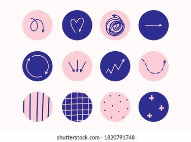Highlights cover icons.  Arrow icons. Outline. Vector