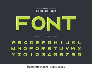 Highlights font and alphabet vector, Green bold typeface letter and number design, Graphic text on background