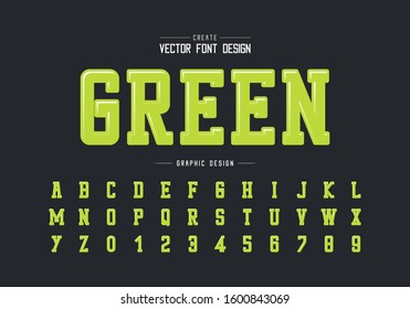 Highlights font and alphabet vector, Green typeface and number design, Graphic text on background