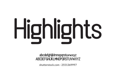 Highlights, futuristic font, thin wide alphabet. High tech typeset for headline and logo of hud, ai, data science graphic, sci-fi, science and medical technology, digital interface. Vector typography
