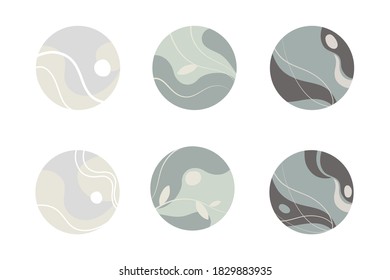 Highlights. Set for social networks and websites. Abstract pale turquoise set in pastel colors. Isolated vector illustrations.
