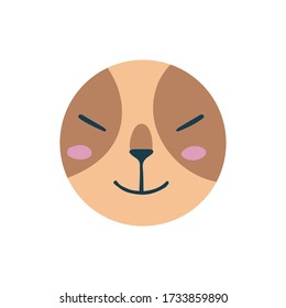 Highlights Stories cover. Cute funny cat face: satisfied, happy and smile. Cartoon animal muzzle isolated on white background. Flat vector illustration, hand drawn style. Editable icon. 